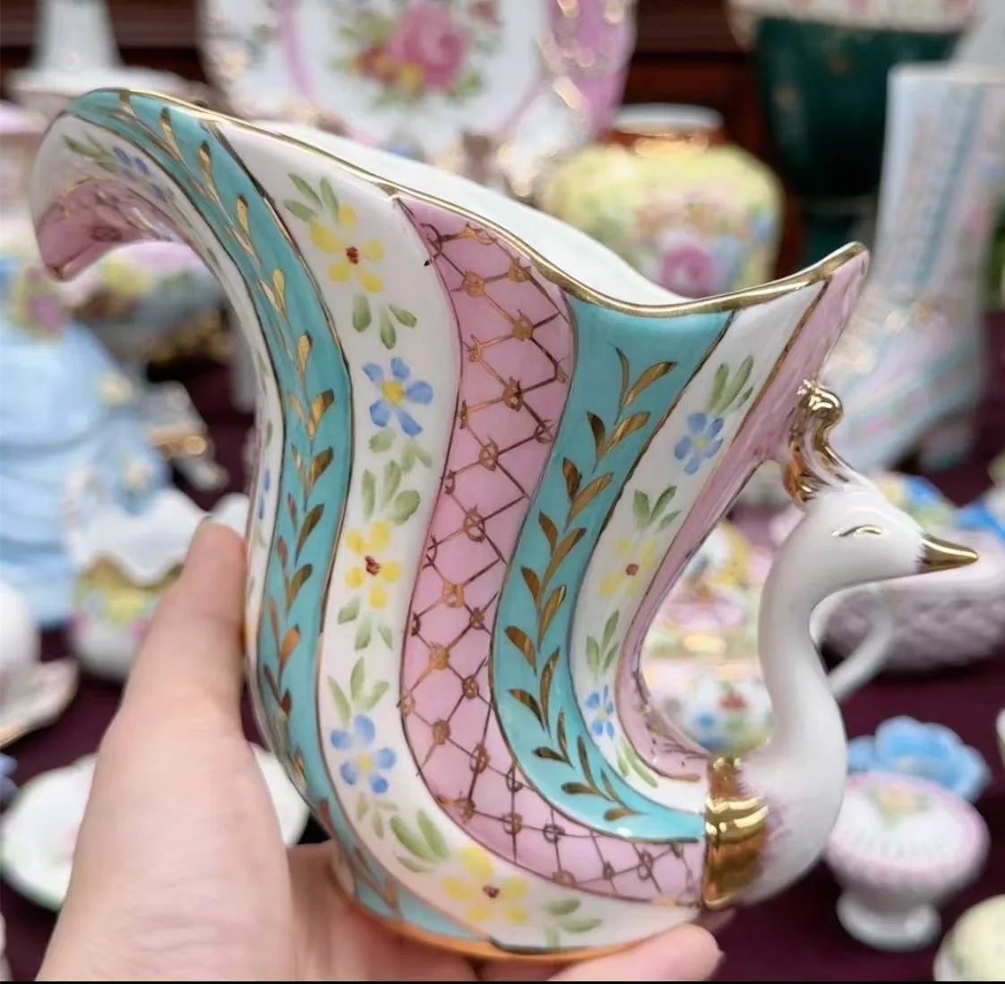 Ceramics Flower Jewelry Storage Box Vase Teapot Flower Basket Jewelry Case Storage Jewelry Organizer Display Home Decor Ornament