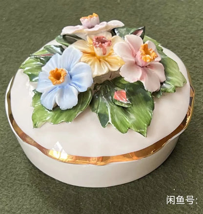Ceramics Flower Jewelry Storage Box Vase Teapot Flower Basket Jewelry Case Storage Jewelry Organizer Display Home Decor Ornament