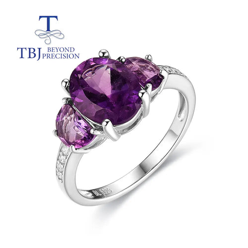 Simple Natural African amethyst ring 925 sterling silver fashion design women's high jewelry for Daily wear