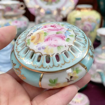 Ceramics Flower Jewelry Storage Box Vase Teapot Flower Basket Jewelry Case Storage Jewelry Organizer Display Home Decor Ornament