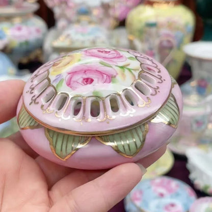 Ceramics Flower Jewelry Storage Box Vase Teapot Flower Basket Jewelry Case Storage Jewelry Organizer Display Home Decor Ornament