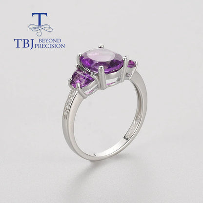 Simple Natural African amethyst ring 925 sterling silver fashion design women's high jewelry for Daily wear