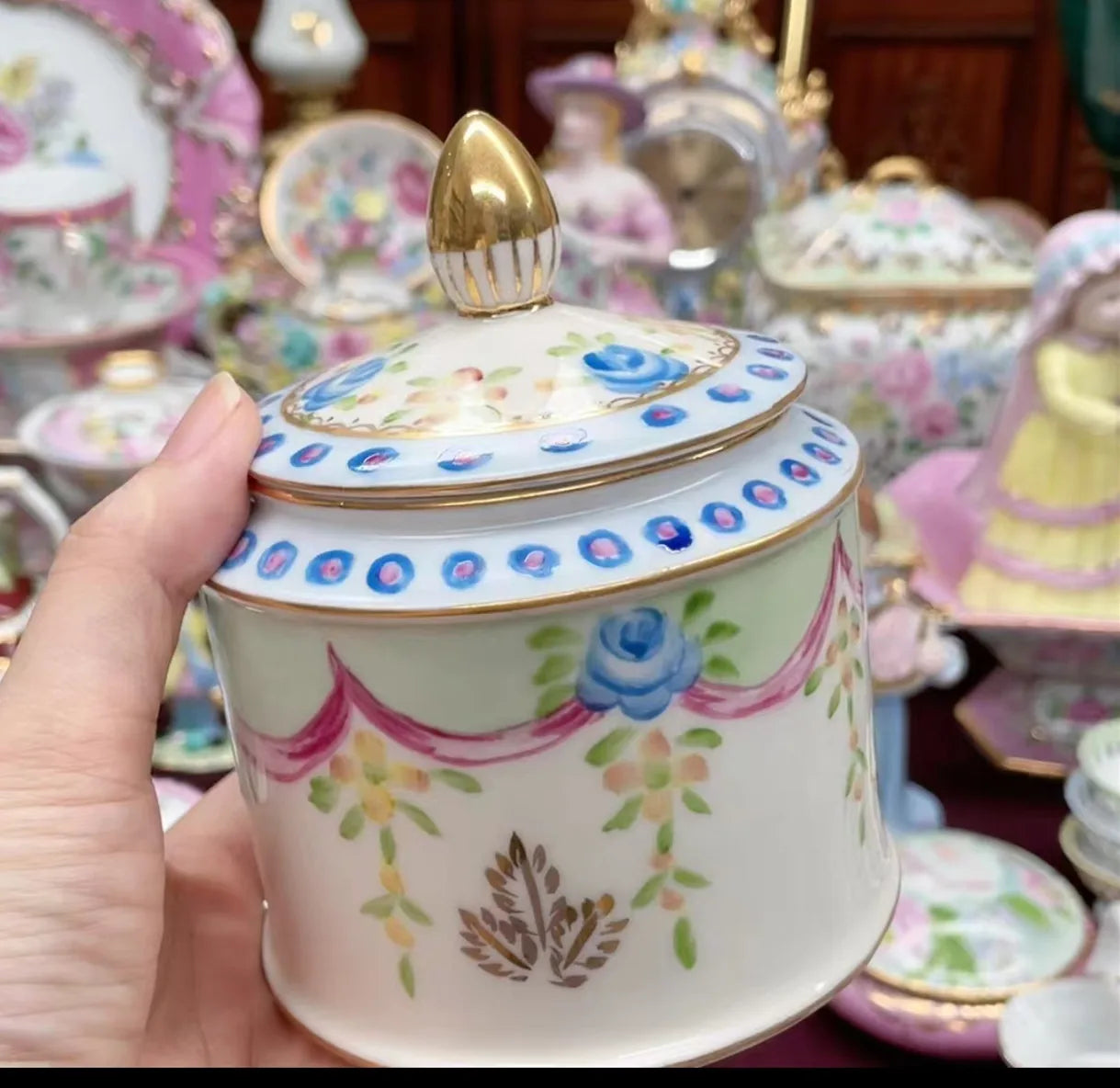 Ceramics Flower Jewelry Storage Box Vase Teapot Flower Basket Jewelry Case Storage Jewelry Organizer Display Home Decor Ornament