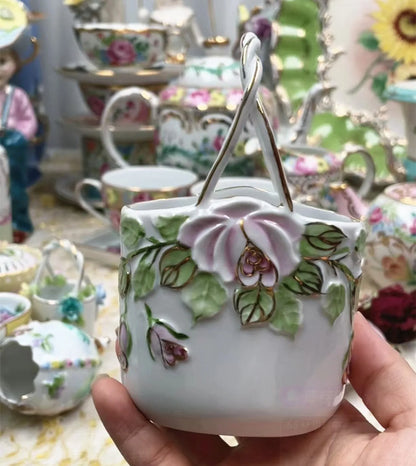 Ceramics Flower Jewelry Storage Box Vase Teapot Flower Basket Jewelry Case Storage Jewelry Organizer Display Home Decor Ornament